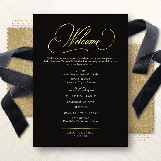 Formal Script Calligraphy Wedding Program 箔招待状