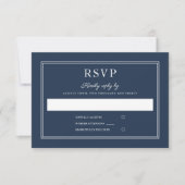 Formal Script Navy Blue Wedding RSVP Card (正面)