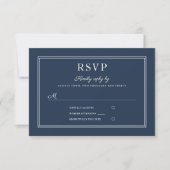 Formal Script Navy Blue Wedding RSVP Card (正面)