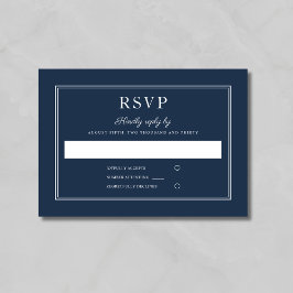 Formal Script Navy Blue Wedding RSVP Card