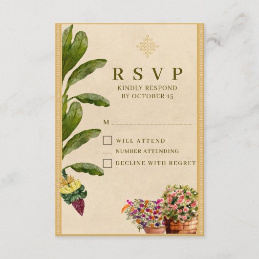 Formal Traditional Wedding RSVP Card | Elegant  (正面)