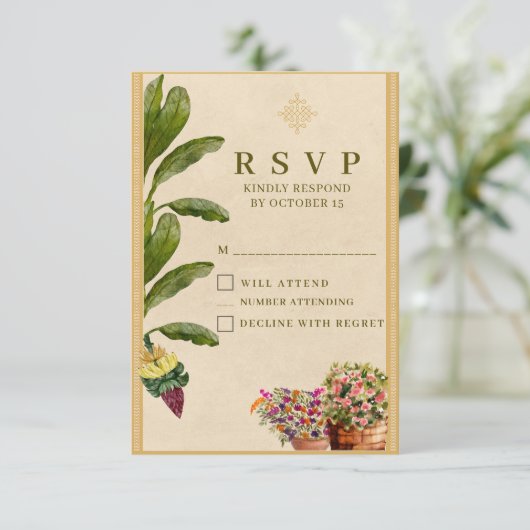 Formal Traditional Wedding RSVP Card | Elegant  (スタンド正面)
