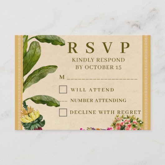 Formal Traditional Wedding RSVP Card | Elegant  (正面)