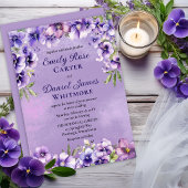 Formal Violet Floral Evening Wedding  招待状