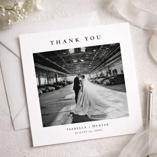 Formal Wedding Photo Thank You Card With Note サンキューカード