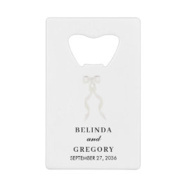 Formal White Bow Ribbon Elegant Wedding クレジットカード栓抜き