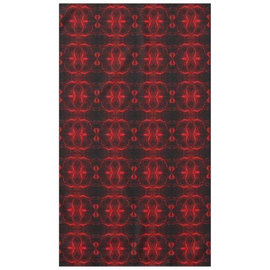 Formas em vermelho 'flutuando' sobre fundo preto. テーブルクロス (正面)