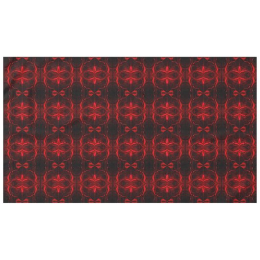 Formas em vermelho 'flutuando' sobre fundo preto. テーブルクロス (正面(横))