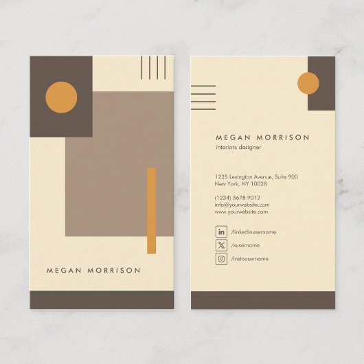 formas geometria bauhaus retro marrón beige 名刺