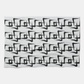 Formen in Schwarz auf hellgrauem Hintergrund キッチンタオル (横)