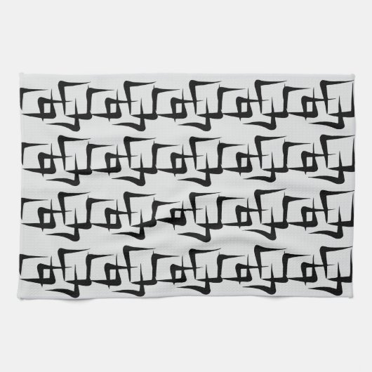Formen in Schwarz auf hellgrauem Hintergrund キッチンタオル (横)