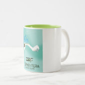 Formentera Balearic島地図と旅行のポスター ツートーンマグカップ (正面右)