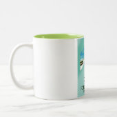 Formentera Balearic島地図と旅行のポスター ツートーンマグカップ (左)