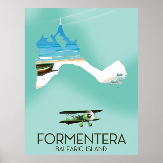 Formentera Balearic島地図と旅行のポスター ポスター (正面)