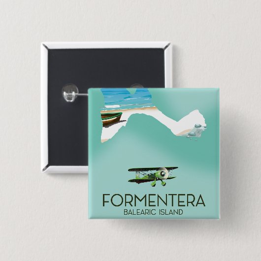 Formentera Balearic島地図と旅行のポスター 缶バッジ (正面&裏面)
