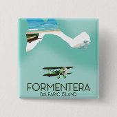 Formentera Balearic島地図と旅行のポスター 缶バッジ (正面)