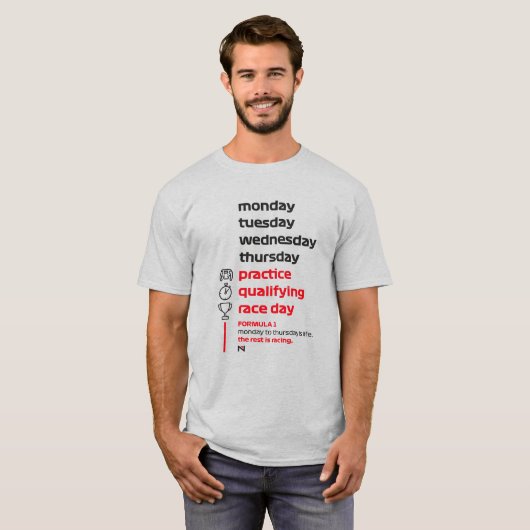 FORMULA 1 RACE WEEK WHITE Tシャツ (正面フル)