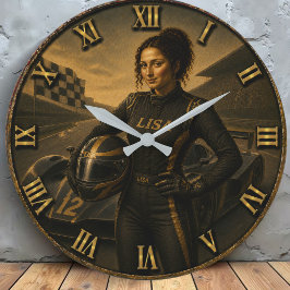Formula Race Driver Funny Mona Lisa Racing Gift ラージ壁時計