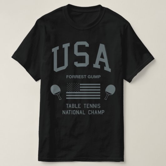 Forrest Gump USA Table Tennis National Champ Tシャツ (デザイン正面)