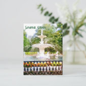Forsyth Fountain in Savannah GA水彩プリント ポストカード (スタンド正面)