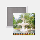 Forsyth Fountain in Savannah GA水彩プリント マグネット (正面/裏面)
