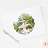 Forsyth Fountain in Savannah GA水彩プリント ラウンドシール (封筒)