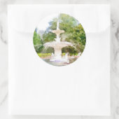 Forsyth Fountain in Savannah GA水彩プリント ラウンドシール (バッグ)