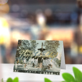 Forsyth Fountain Savannah GA 誕生日 箔グリーティングカード
