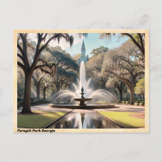 Forsyth Park Georgia Vintage Travel ポストカード (正面)