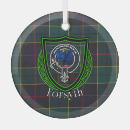 Forsyth Scottish Clan Tartan & Crest ガラスオーナメント