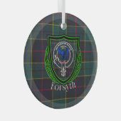 Forsyth Scottish Clan Tartan & Crest ガラスオーナメント (正面右)