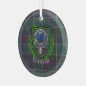 Forsyth Scottish Clan Tartan & Crest ガラスオーナメント (正面左)