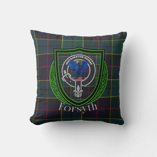 Forsyth Scottish Clan Tartan & Crest クッション (正面)