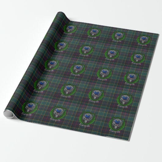 Forsyth Scottish Clan Tartan & Crest ラッピングペーパー (アンロールド)