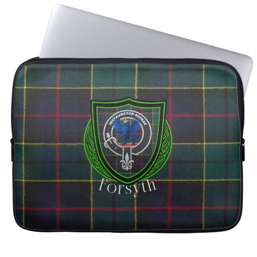 Forsyth Scottish Clan Tartan & Crest ラップトップスリーブ (正面)