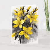 Forsythia - Watercolor flowers カード (正面)