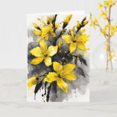 Forsythia - Watercolor flowers カード (黄色い花)