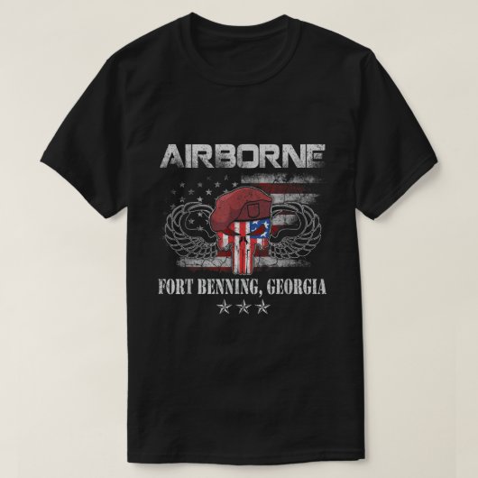 Fort Benning GA Army BaseAirborne  Tシャツ (デザイン正面)