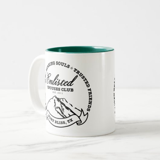 Fort Blissによっては配偶者クラブが入隊しました ツートーンマグカップ (正面左)
