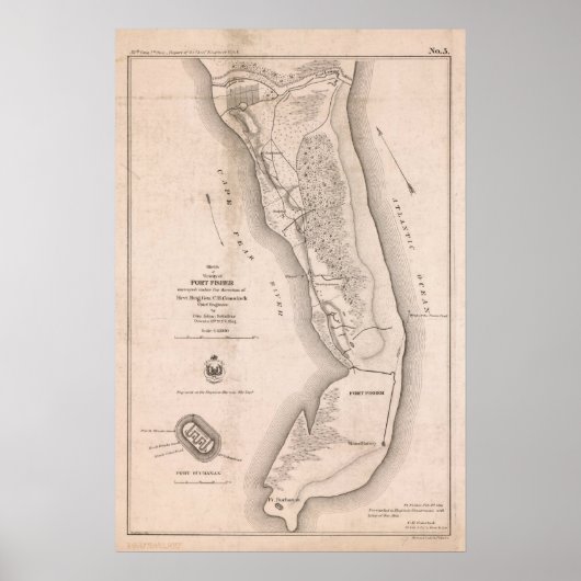 Fort Fisher Civil War Map ポスター (正面)