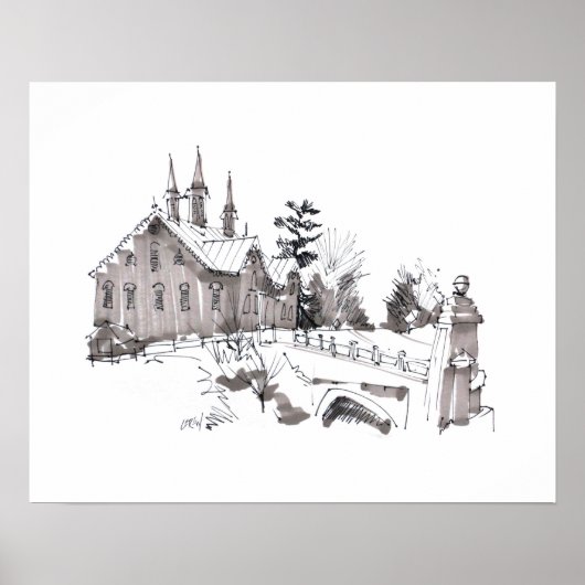 Fort Hunter Barn Sketch / Artist Larry Lerew ポスター (正面)