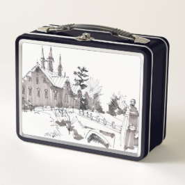 Fort Hunter Barn Sketch / Artist Larry Lerew メタルランチボックス