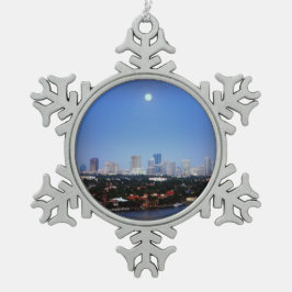 Fort Lauderdaleの木のオーナメント上の満月 スノーフレークピューターオーナメント