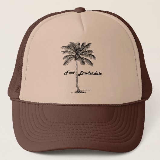 Fort Lauderdale及びやし白黒デザイン キャップ (正面)