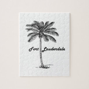 Fort Lauderdale及びやし白黒デザイン ジグソーパズル