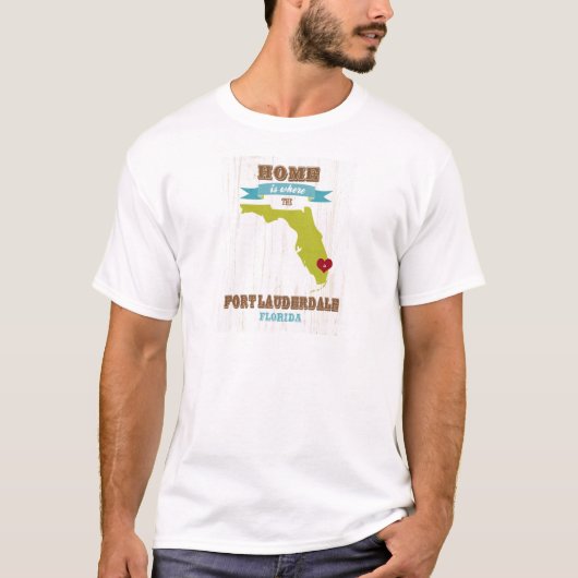 Fort Lauderdale、フロリダの地図-どこであります家 Tシャツ (正面)