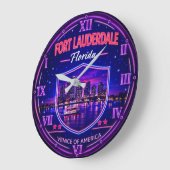 Fort Lauderdale Florida Waterfront ラージ壁時計 (傾斜)