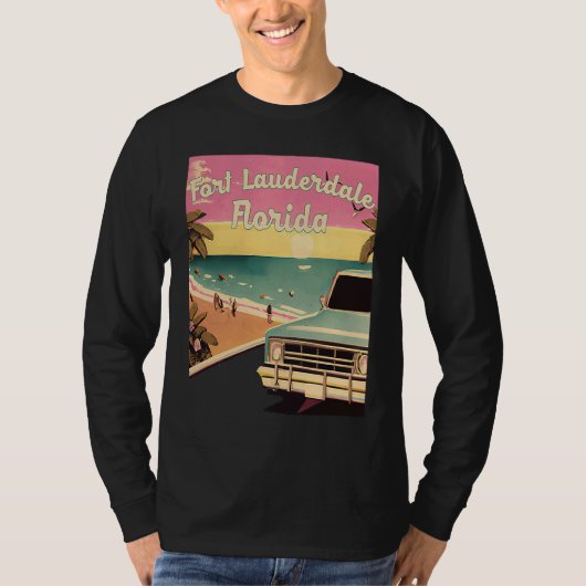 Fort Lauderdale Retro Beach Vacation Souvenir Surf Tシャツ (正面)