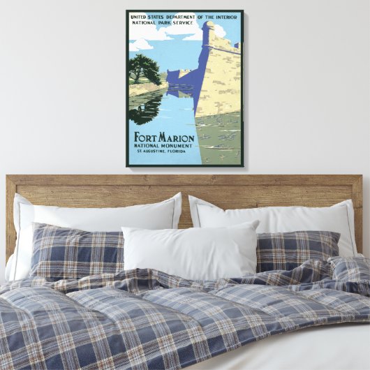 Fort Marionを見せるヴィンテージ旅行ポスター キャンバスプリント (インサイチュ (寝室))