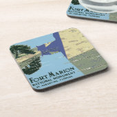 Fort Marionを見せるヴィンテージ旅行ポスター コースター (左側)